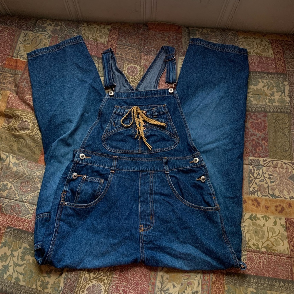 Vintage Lace Up Denim Overalls Denim Dungarees